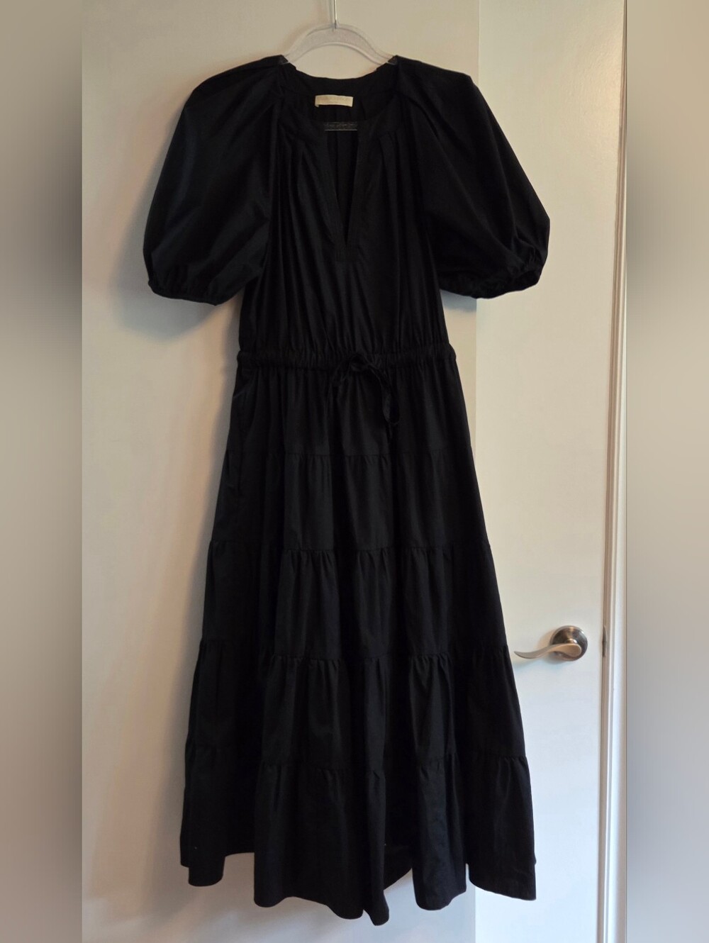 ULLA JOHNSON Olina Black Cotton Midi Dress Size 6 - Picture 2 of 7